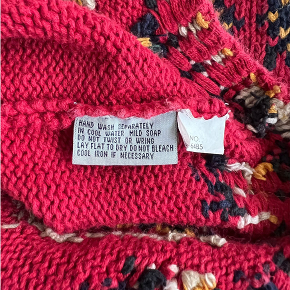 Vintage Northern Isles Hand Knitted Sweater Pullover Long Sleeve Red Large - Picture 6 of 7